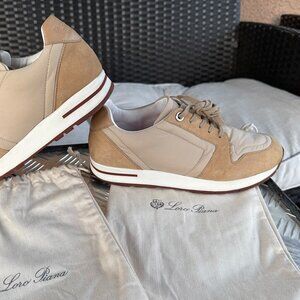 Loro Piana 2 Tone Neoprene & Suede MY WIND Italy Sneaker SZ 37 1/2 US 7.5 Beige